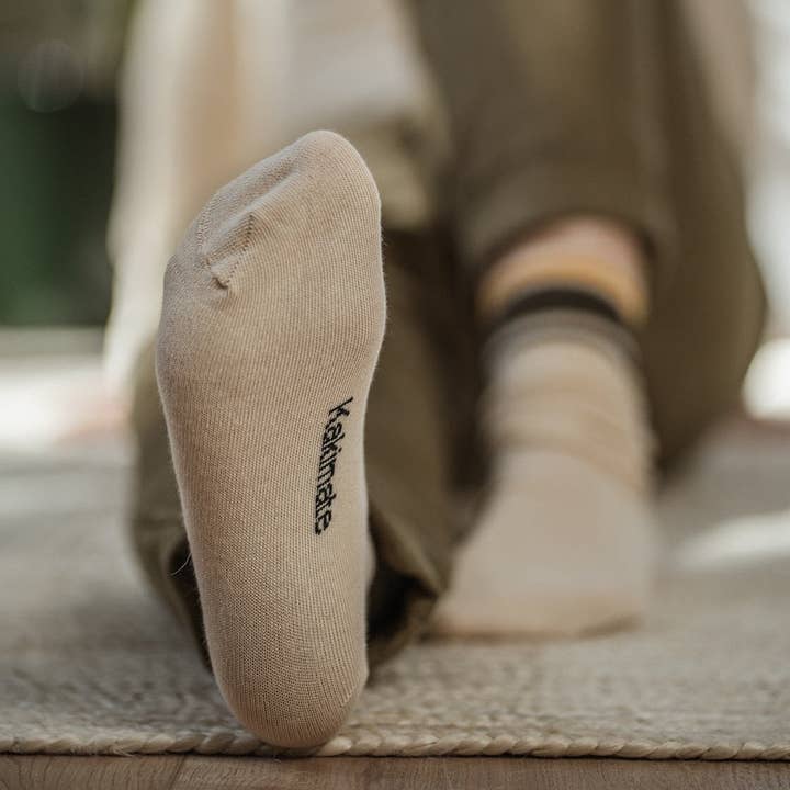 KAKIMATE - Wholesale Socks - Unisex - Striped organic cotton socks pack ecru1