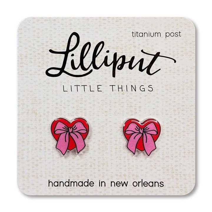 Valentine Bow Heart Earrings // Valentines Day for wholesale by Lilliput Little Things