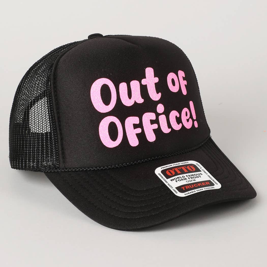 Fashion City - Wholesale Trucker Hat - Unisex - Out of Office Glitter Letter Logo Foam Trucker Hat1
