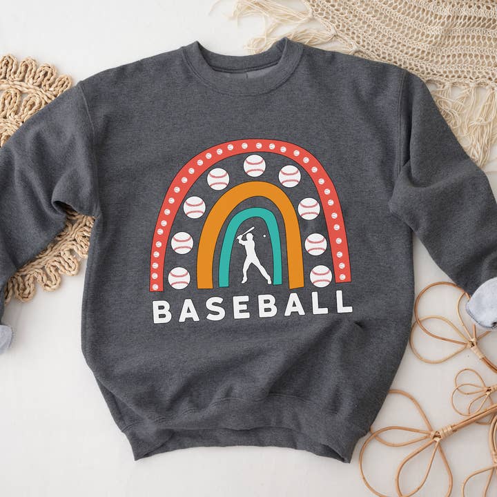 Vivtrek - Wholesale Graphic Sweatshirt - Unisex - Vintage Boho Rainbow Baseball Player Mom Gift T-Shit