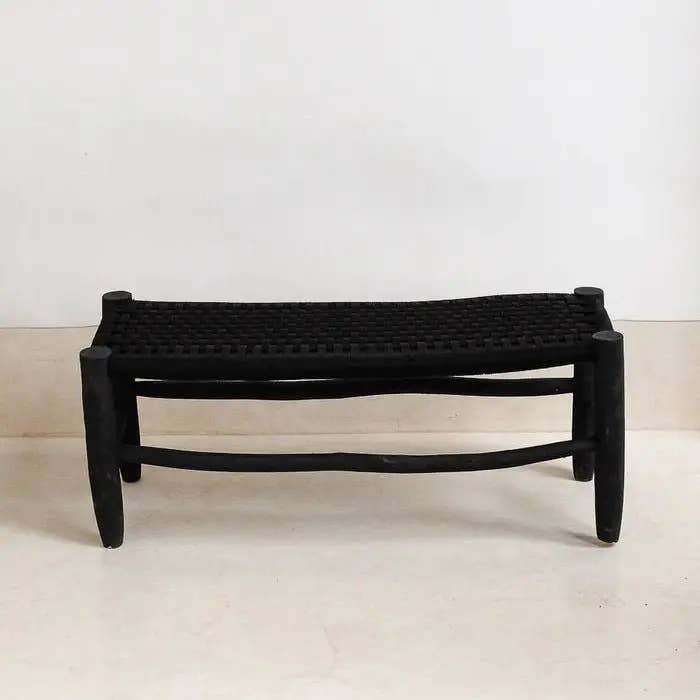 libitiishop – wholesale Bänk – Marockansk bänk i massivt trä vävd med tråd