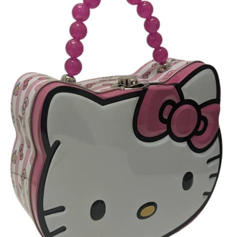 Tin Box Company - Wholesale Food Storage Container - Hello Kitty New Head Shape Tin Purse (12 tins)