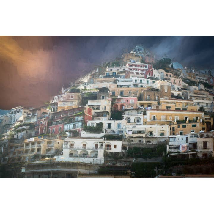 Côte amalfitaine italienne : navigation depuis Positano, paysage au coucher du soleil pour la vente par Richard Miles Photos