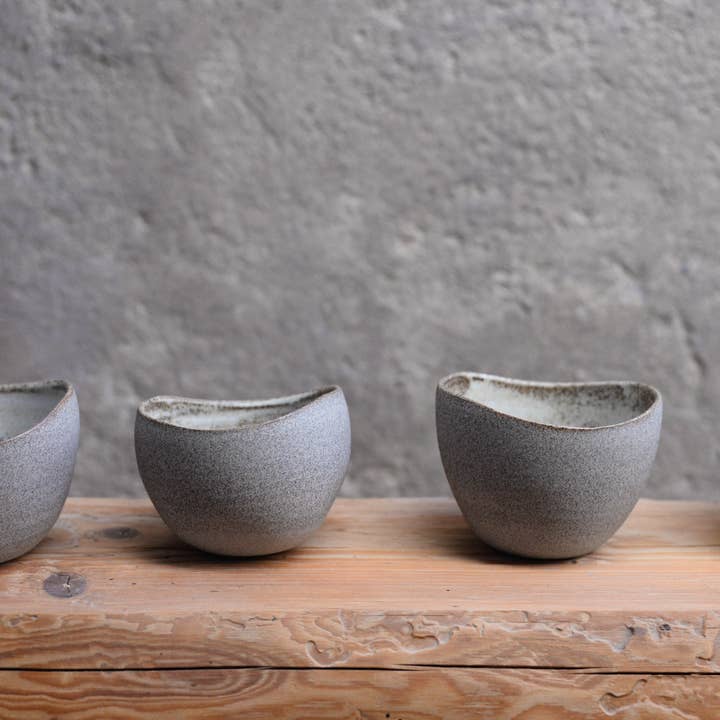 LAIMA CERAMICS (SIA Radosa Apvieniba Spares) - Wholesale Coffee/Tea Cup - Stone - "SHELL" wheel thrown cup tumbler, altered, stoneware3