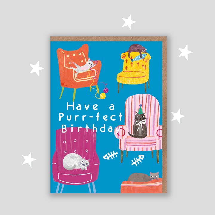 Geburtstagskarte - Cheeky Cats für den Großhandel von Lou Mills