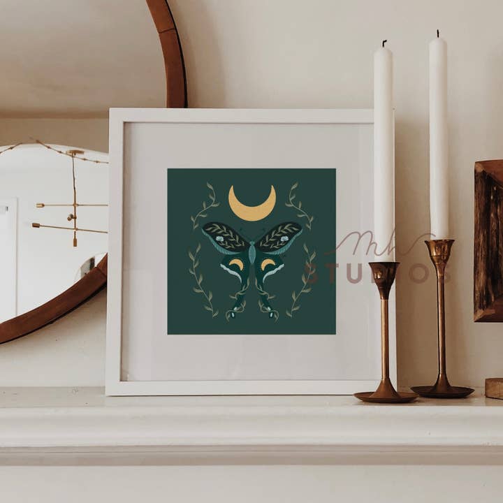 Luna Moth 8x8 Print | Occult Witchcore Cottagecore for wholesale by MH Studios
