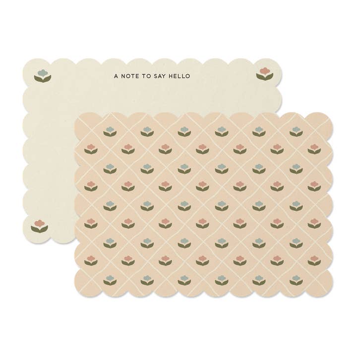 Trellis Scalloped Notecard Set for wholesale by Asteria Studio
