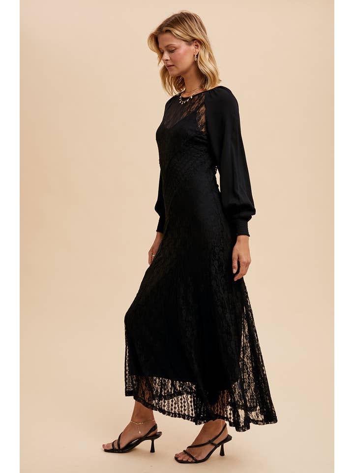 In Loom - Wholesale Dress - Women's - RAGLAN VINTAGE LACE PANELED DRESS