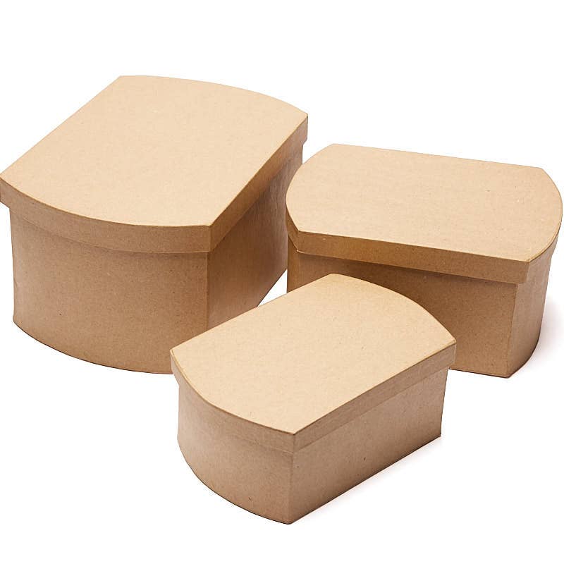 Factory Direct Craft - Wholesale Gift Box - Premade 3-Piece Round Corner Paper Mache Box Set 1