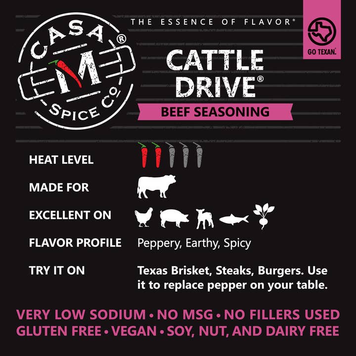Casa M Spice Co LLC – Großhandel Gewürzmischungen – Cattle Drive® Rindergewürz — Nachfüllbeutel