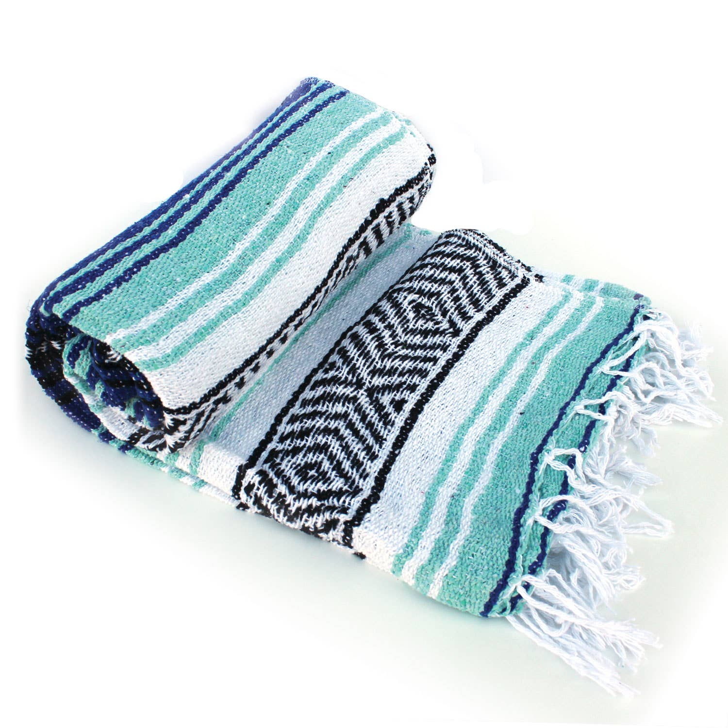 California Seashell Company - Wholesale Throw Blanket - Aqua & Cobalt Mexican Throw Blanket | Baja Beach Yoga4