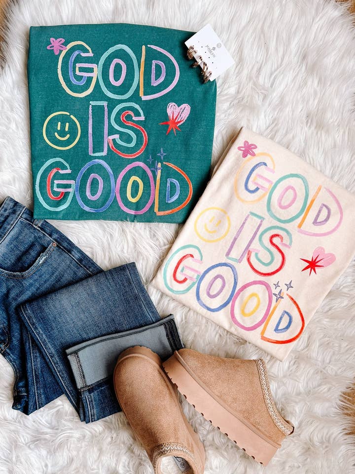 God Is Good Graphic Tee - Multiple Colors for wholesale by Emerlie Love