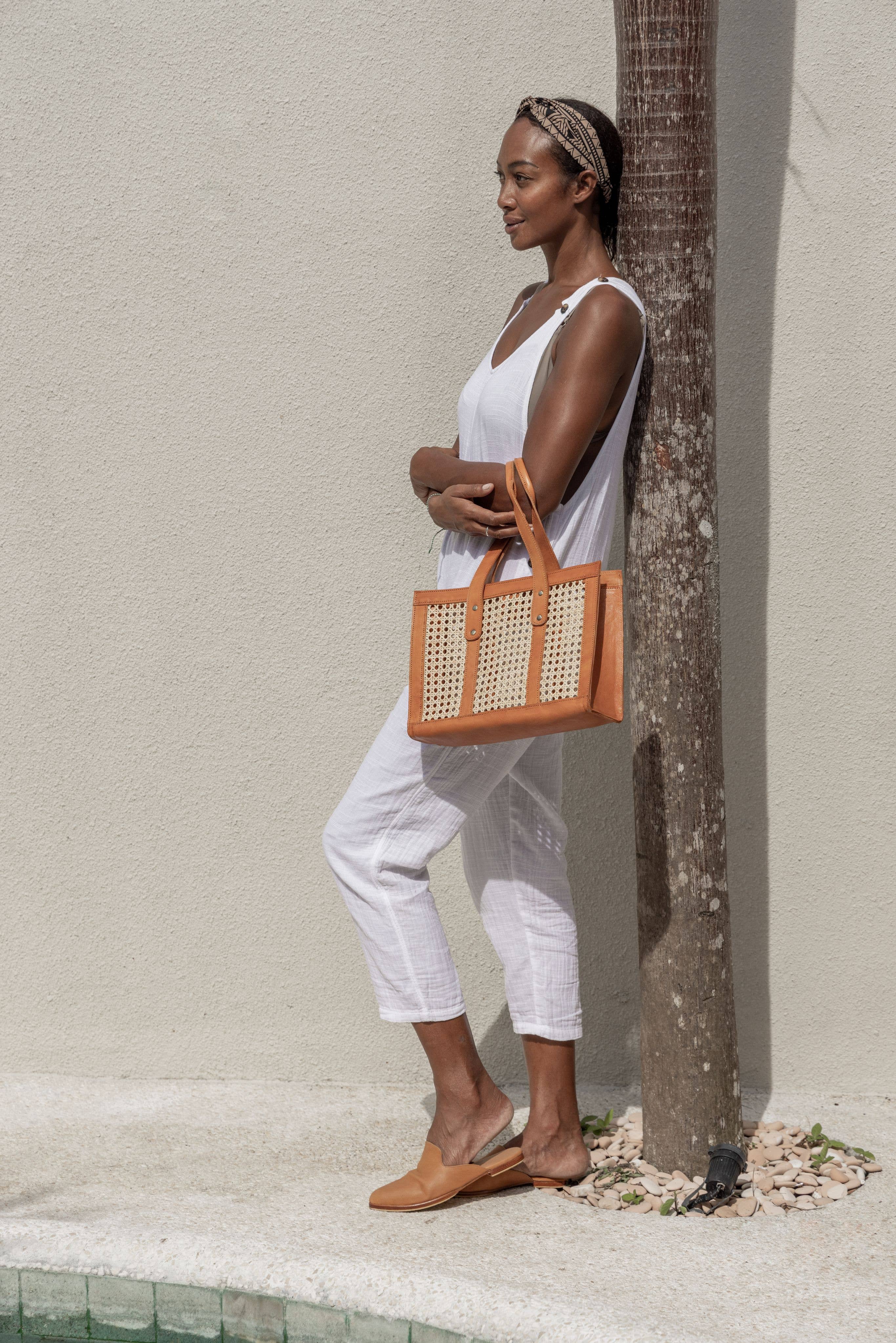 Village Thrive - Wholesale Tote Bag - Women's - Raja Leather and Cane Everyday Bag3