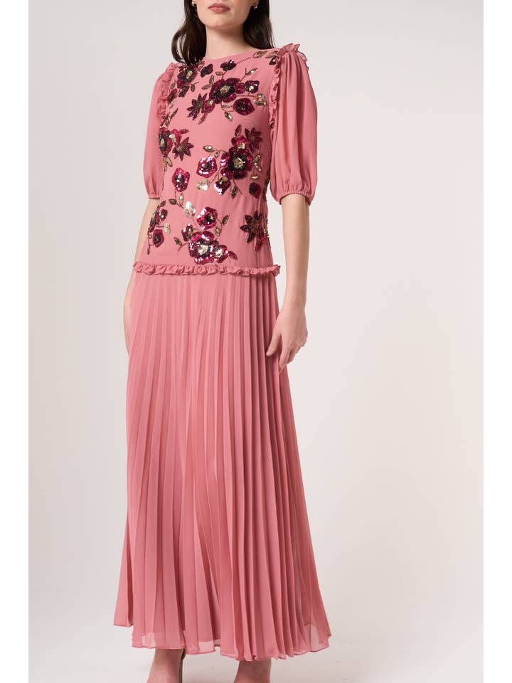 Teresa Pink Floral Embellished Maxi Dress for wholesale on Faire3