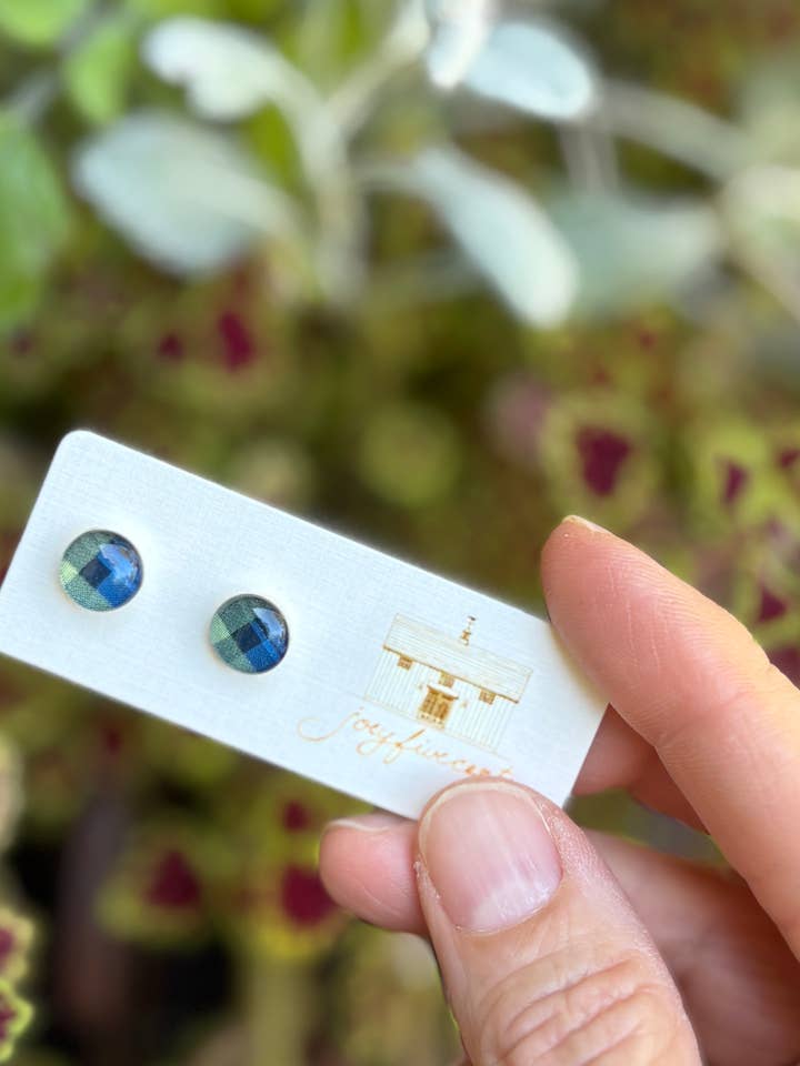 Tachuelas - círculos pequeños, cuadros azules, pendientes navideños, festivos para venta al por mayor de joeyfivecents