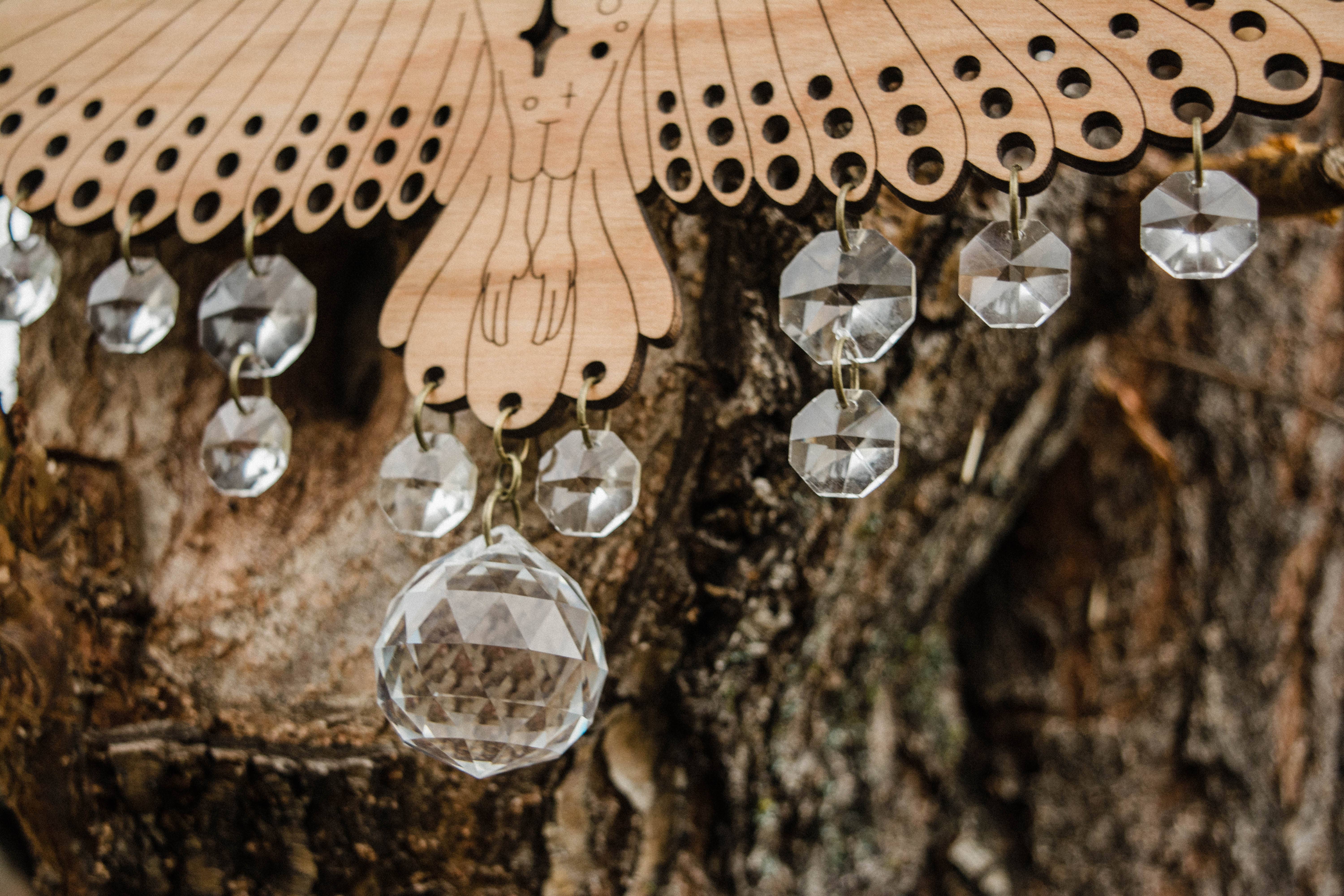 HEX Botanical - Wholesale Suncatcher - Owl Wooden Wall Hanging Bird Suncatcher w/ Crystal Prisms 4