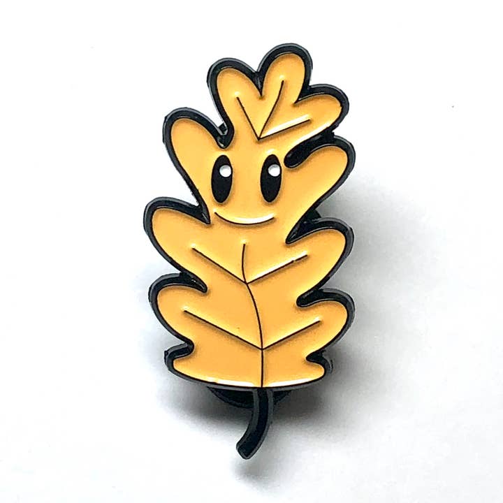 Yellow Oak Leaf Enamel Pin for wholesale by Oh So Simple Creations