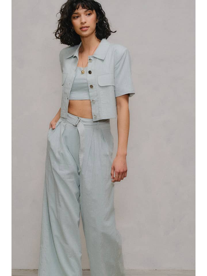 MOJITO UP0355 WIDE LEG BELTED PANTS for wholesale on Faire