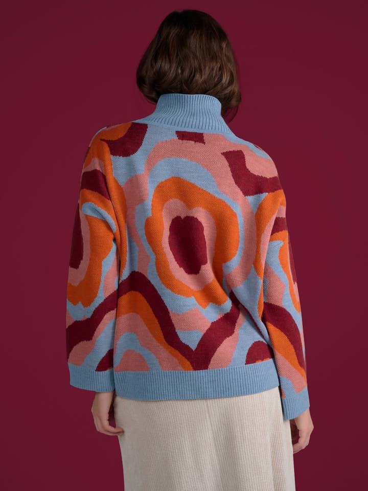 MADE IN SENS - Wholesale Knit Sweater - Women's - POLUX FLOWERPOWER ORANGE SWEATER