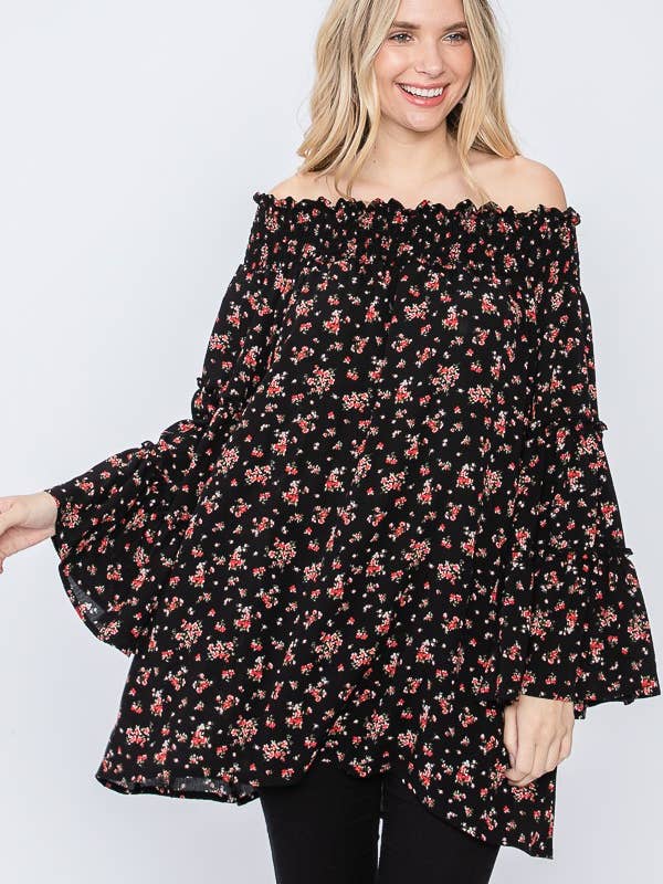 OFF SHOULDER BELL SLEEVE TOP for wholesale by JADE BY JANE