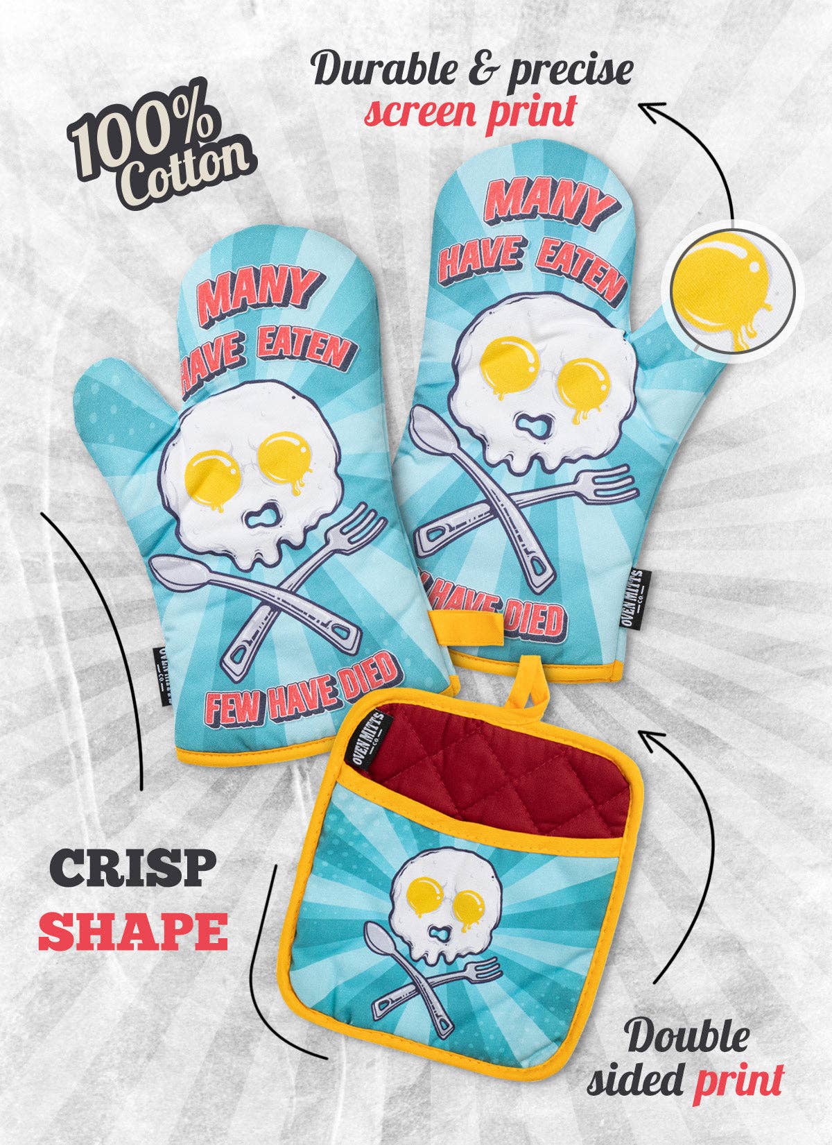 Zapps Clothing - Vente Gants de cuisine/maniques - Ensemble de gants de cuisine et de porte-casseroles Many Have Eaten, Few Have Die6