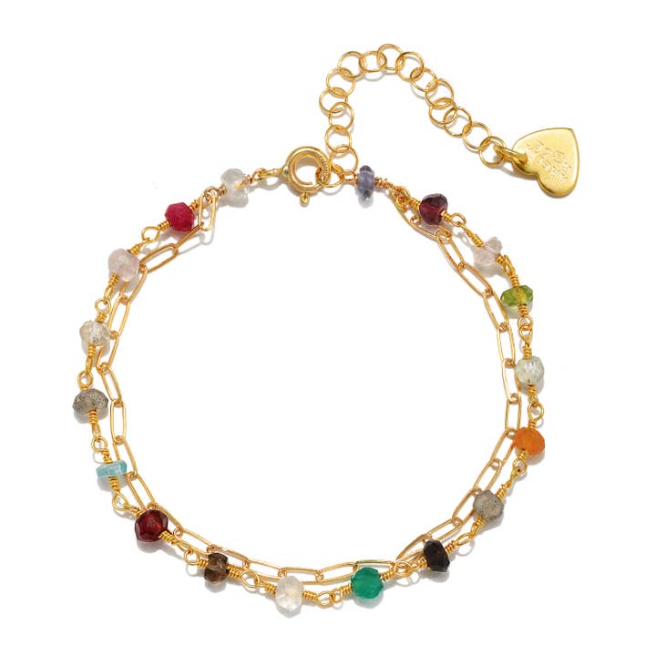 Rainbow Layered Paperclip Bracelet for wholesale by Amelia Rose Jewelry