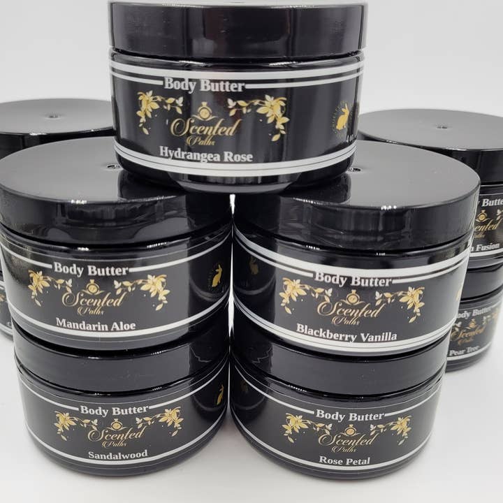 4oz All Natural Body Butter, Choose Your Scent, Moisturizing Cream, Organic, Vegan, Handmade, Father's Day, Birthday, Anniversary, Gift, for wholesale by Scented Paths LLC