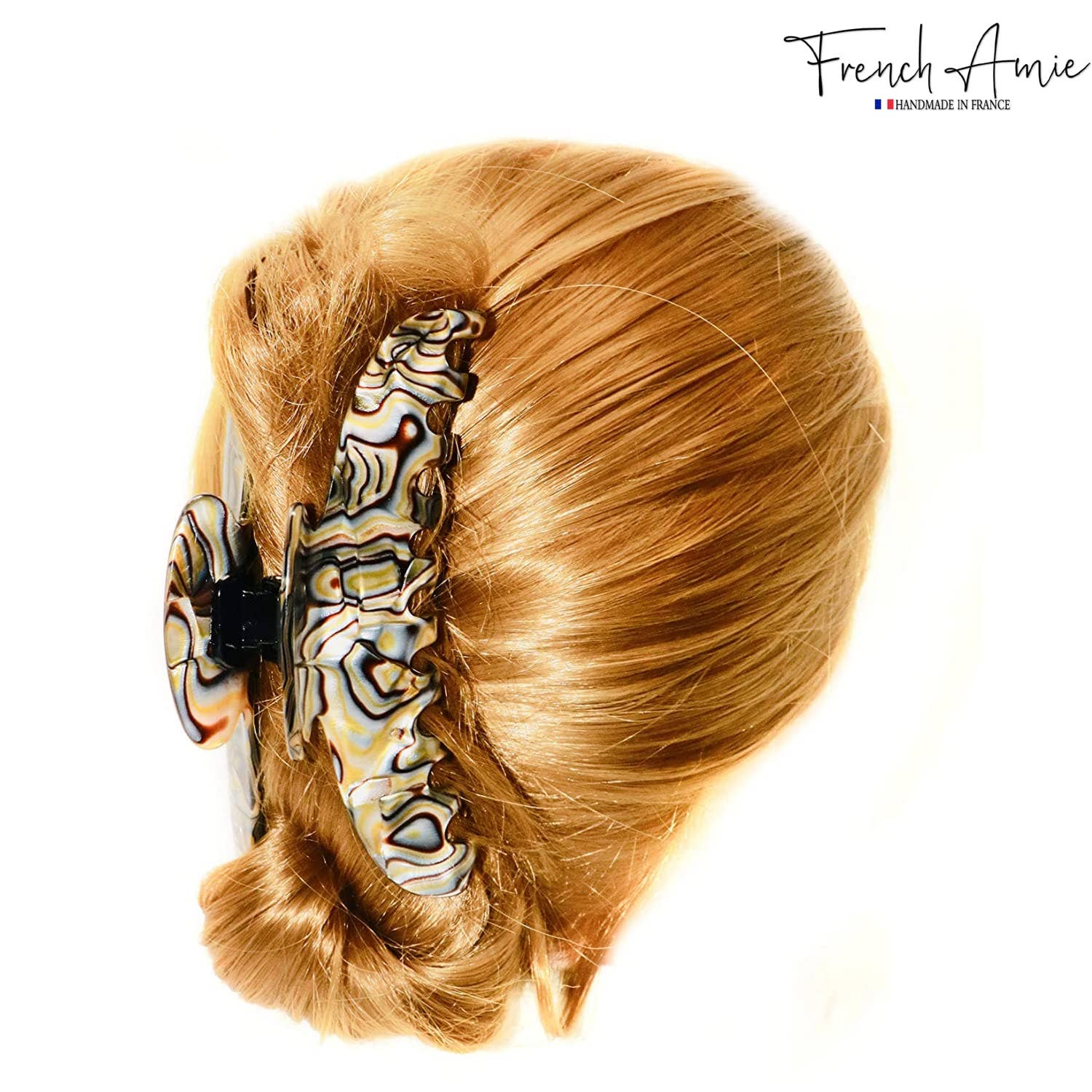 Parcelona - Wholesale Hair Clip - Women's - French Amie Contour Large 4 ¾” Celluloid Handmade Jaw Hair Claw Clip for Women36