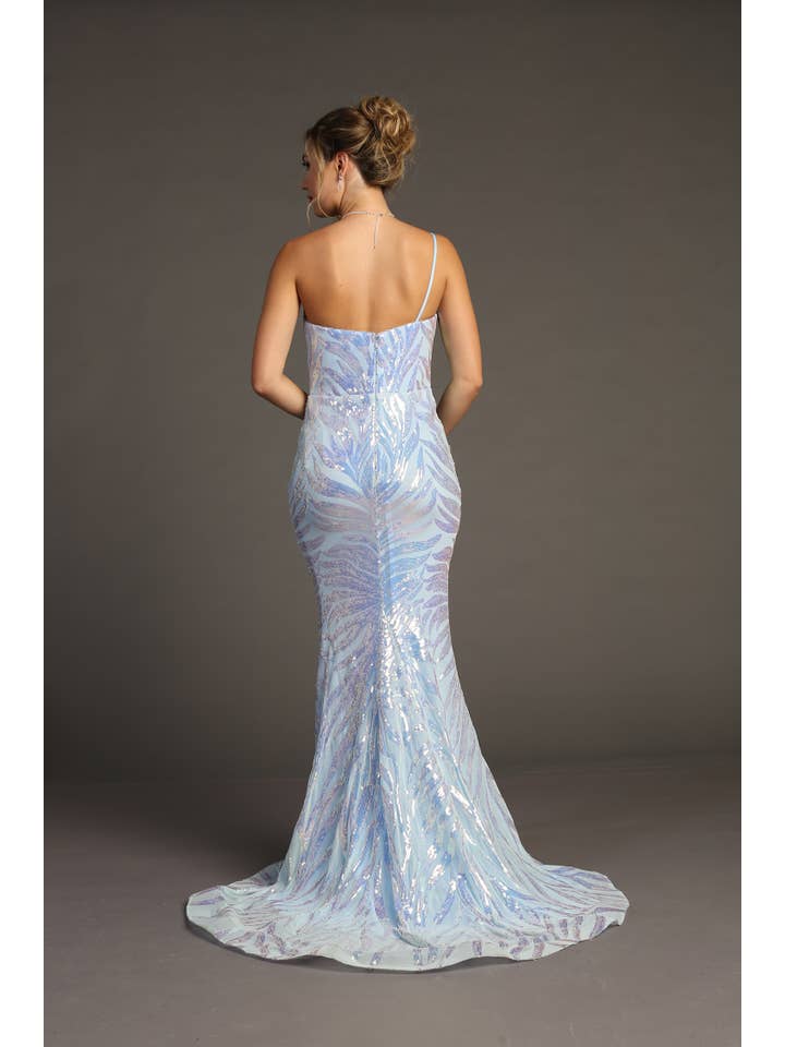 Chicas - Wholesale Gown - Women's - One Shoulder Sequin Metallic Mermaid Dress C8234