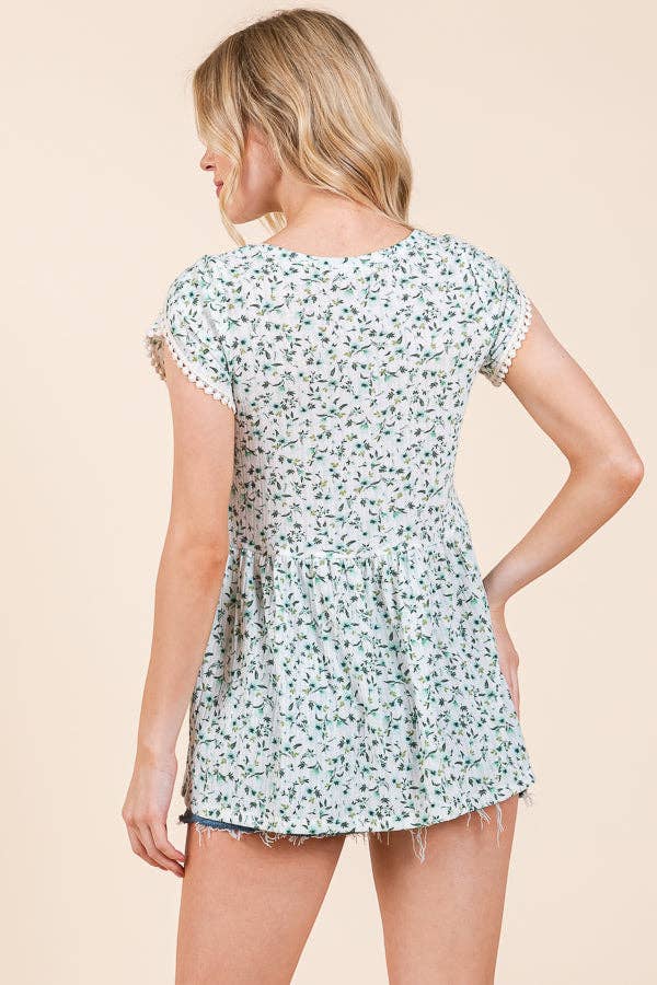 Orange Farm Clothing – wholesale Tunic – Women’s – Pointelle Ditsy Flower Tulip Sleeve Top7