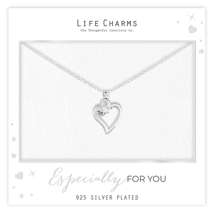 Collier avec pendentif en forme de cœur en argent pour la vente par Life Charms