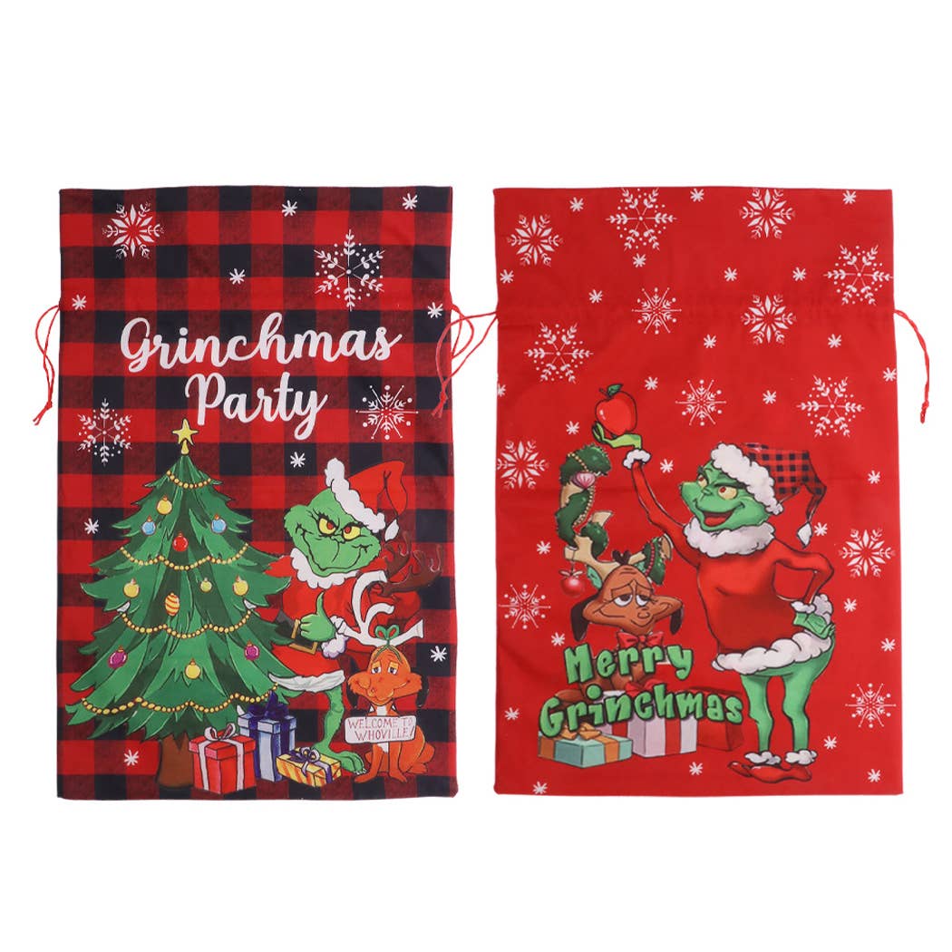 Ailly's garden - Wholesale Gift Sack - Grinch Sacks Santa Gifts Bag Christmas Decor2