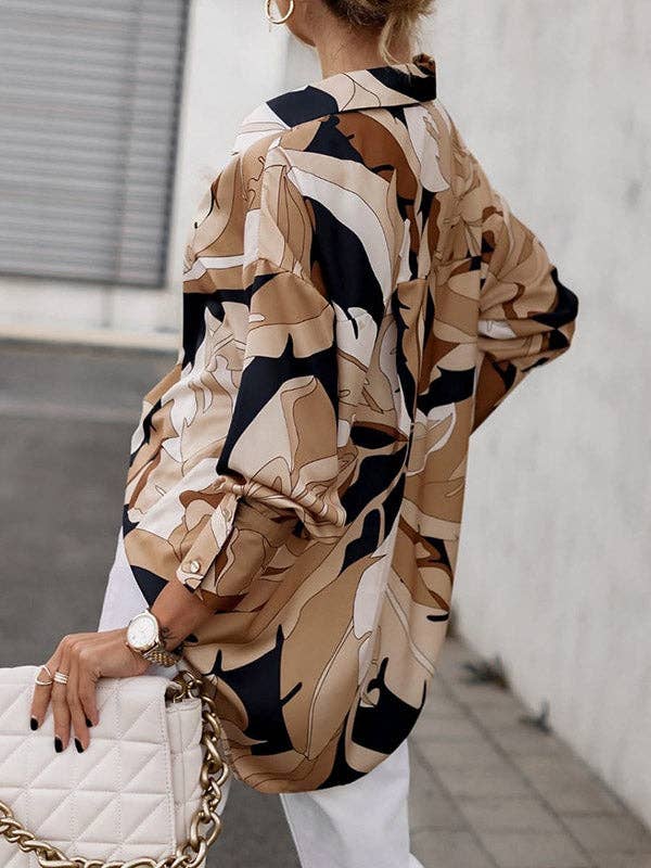 Sheer Trend - Vente Chemise à col boutonné – femme - Blouses et chemises amples à revers imprimés et boutonnés à manches longues2