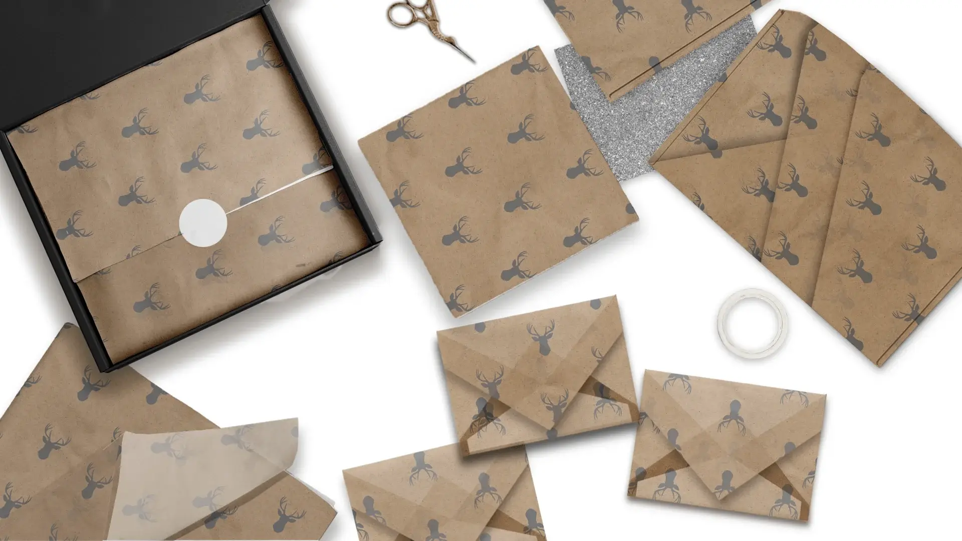 Eleven Fashion – wholesale Tissue paper – Charcoal Deer Designer Printed Tissue Paper4