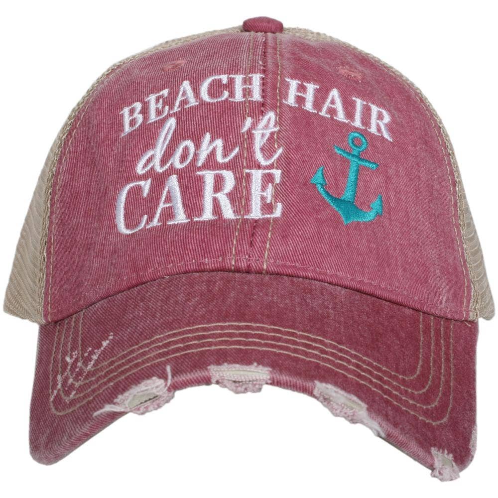 Katydid - Wholesale Trucker Hat - Women's - Beach Hair Don't Care with Anchor Design Trucker Hat1