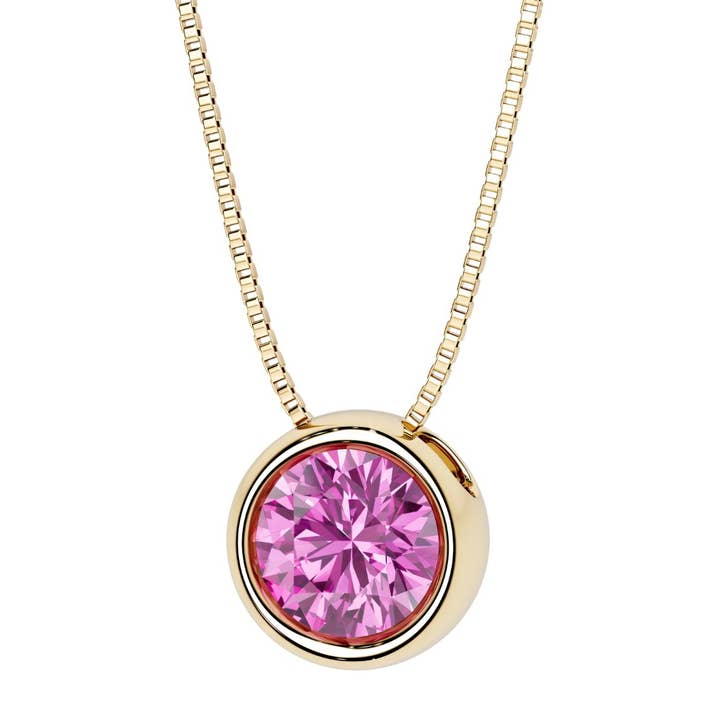 14k guld 2,75 ct rund infattning rosa safir solitär hänge för wholesale av DV Custom Jewelry USA