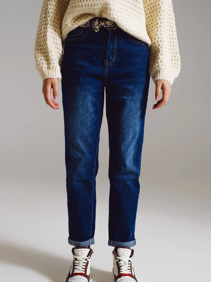 Mom jean med høj talje i medium vask for engroshandel hos Q2—All Orders:Free Duties for the US,UK,and Canada