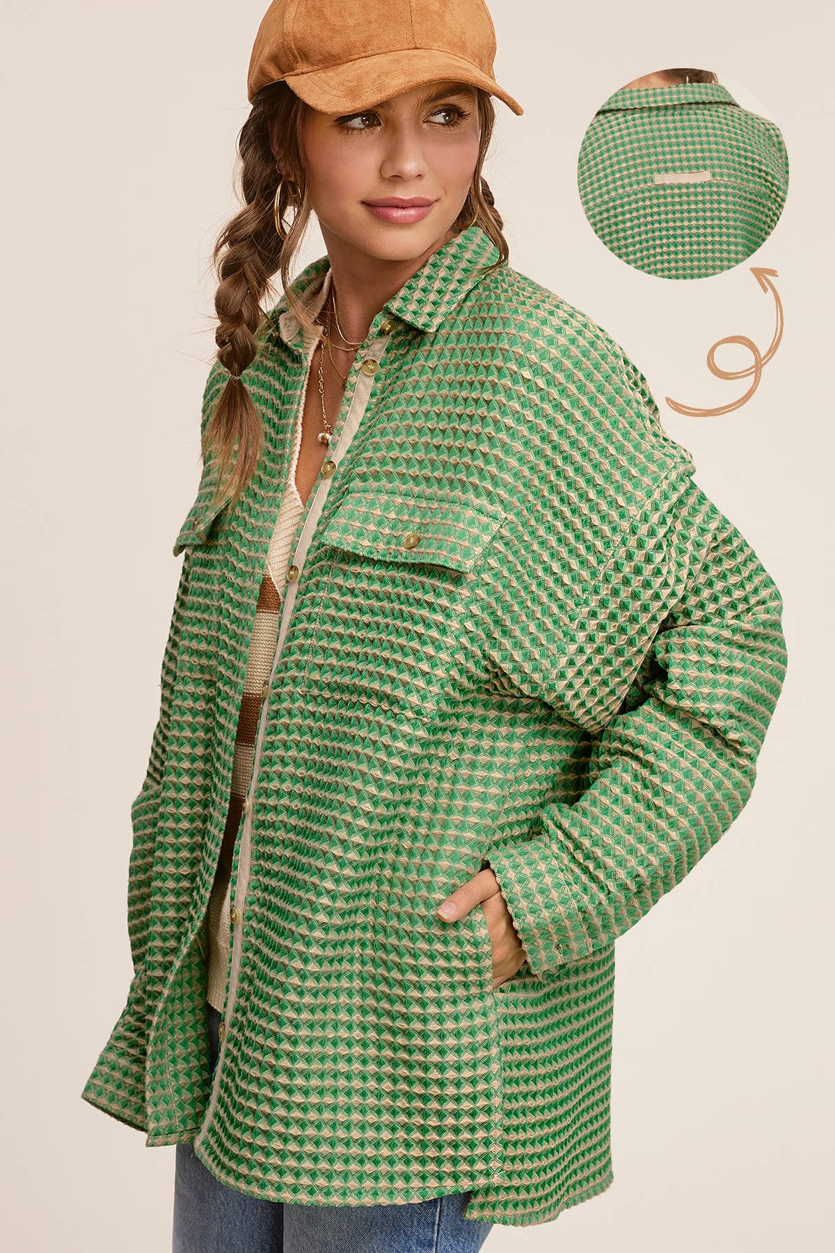 La Miel – Engroshandel Skjortejakke/shacket – til kvinder – La Miel unik waffeltekstureret oversized skjortejakke med knapper28