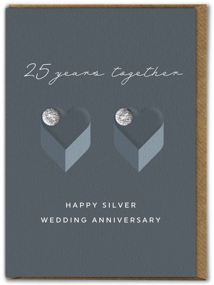 Biglietto di auguri per il 25° anniversario - anniversario di matrimonio in argento per la vendita all'ingrosso da parte di Brainbox Candy