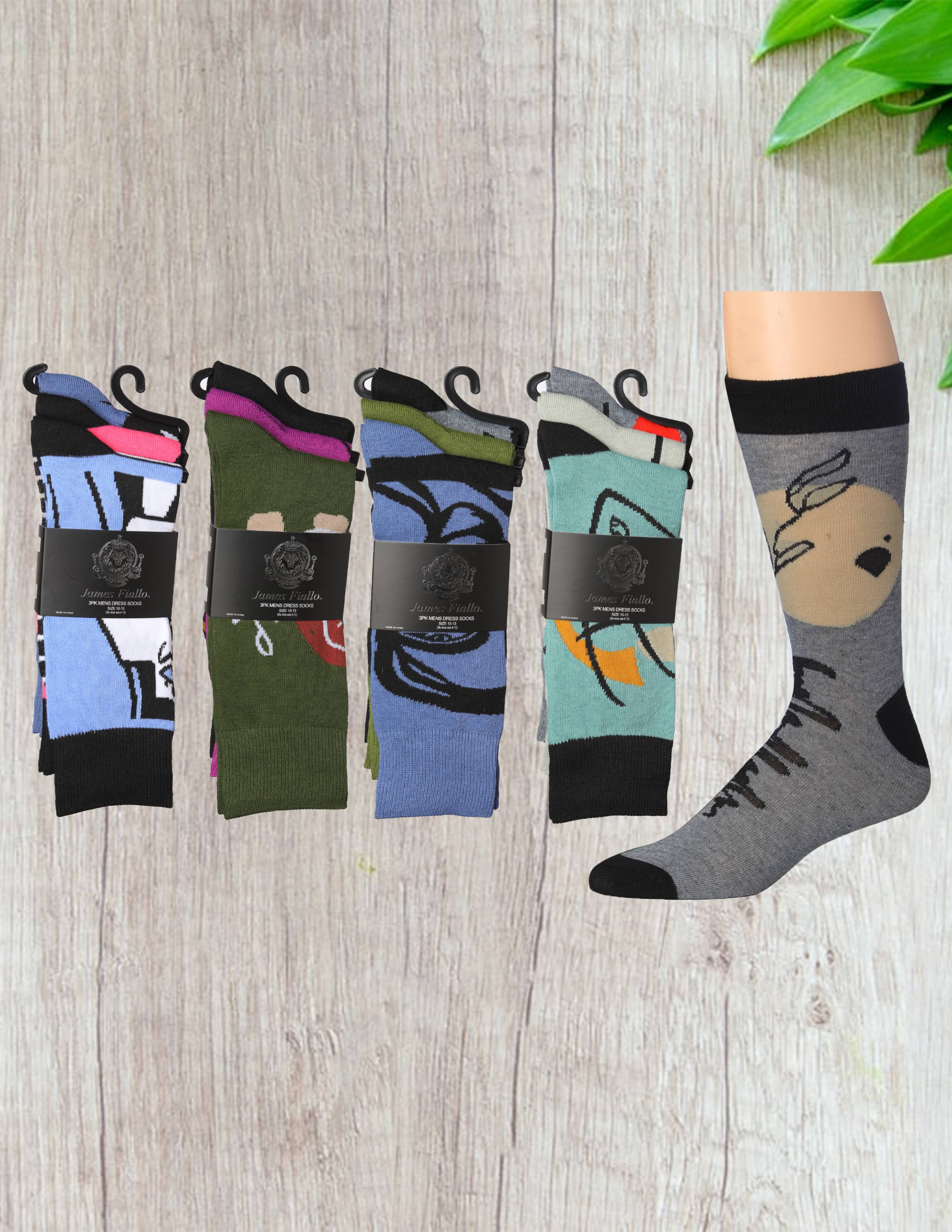 Isadora, Tipi toe, & James Fiallo - Wholesale Socks - Men's - Men's James Fiallo 3 Pack Men's Colorful Fancy Dress Socks10