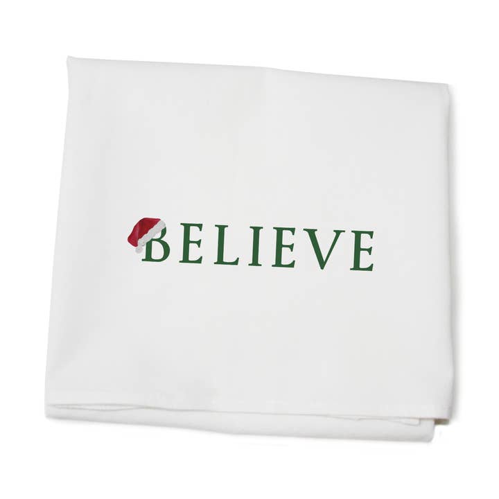 asciugamano a sacco di farina Believe per la vendita all'ingrosso da parte di Tina Labadini Designs