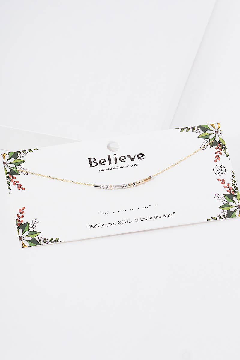 Fashion City - Vente Colliers à pendentif - Collier Positivity Morse Code1