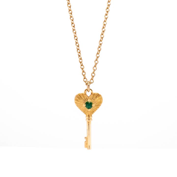 Collier Clé Cœur - Or Jaune 14K pour la vente par Futaba Hayashi