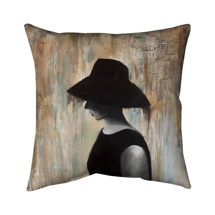 Audrey Hepburn Big Hat Pillow - Brown Contemporary Decor for wholesale by BEGIN HOME DECOR