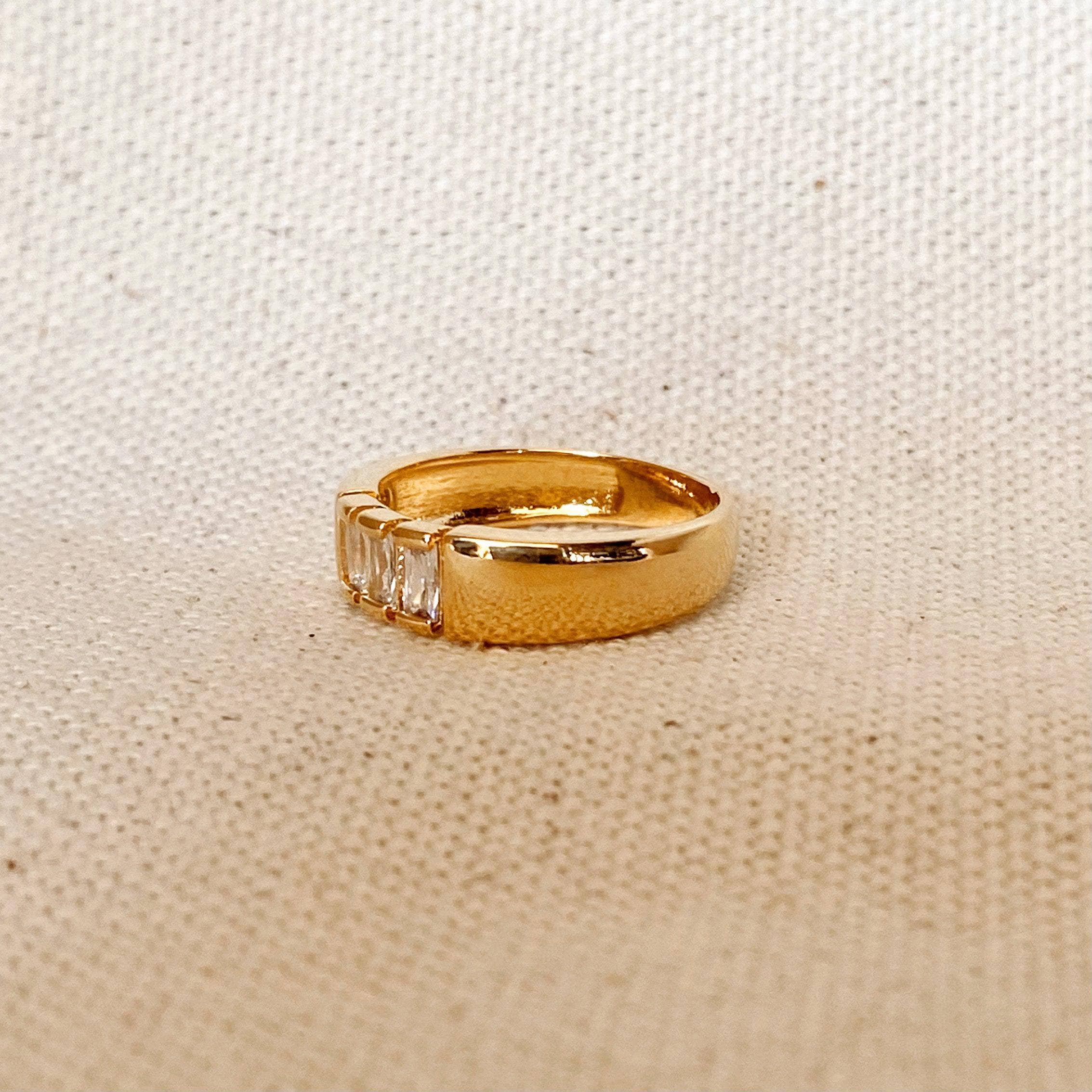 GoldFi - Wholesale Multi-Stone Ring - 18k Gold Filled Trio baguette Cubic Zirconia Stone Ring3