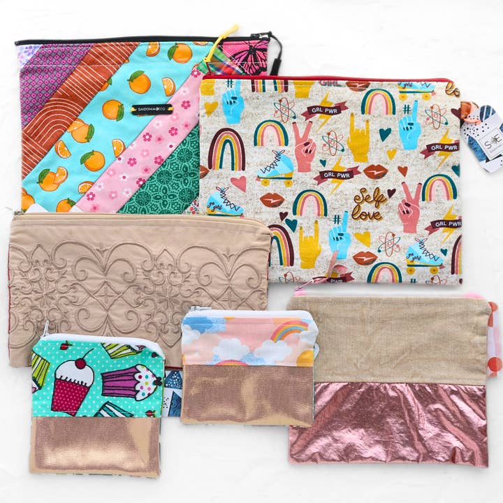 Lot de 6 pochettes zippées ⋆ Tissu recyclé pour la vente par SaidoniaEco