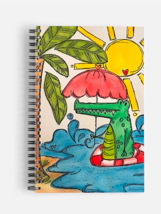 Alligator,Plage,Île.Journal.Carnet.Fantaisiste.Couleur.Cadeau pour la vente par I Doodle Do You