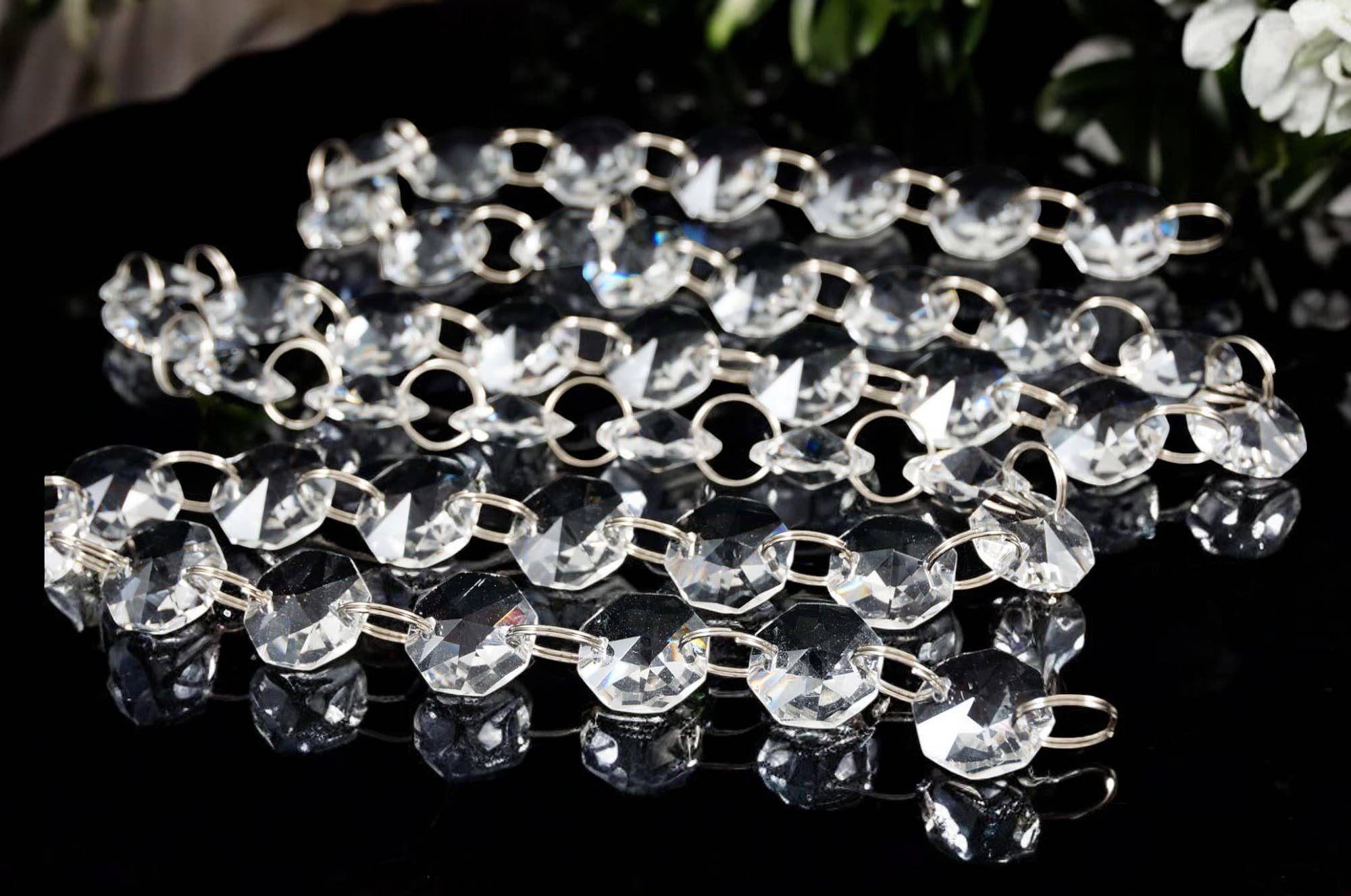 Decor N Beyond - Wholesale Bunting/Garland - 36" Octagon Crystal Bead Chain with Jump Ring Connectors5