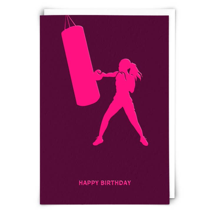 Carte de vœux bordeaux de boxe pour la vente par Redback Cards UK