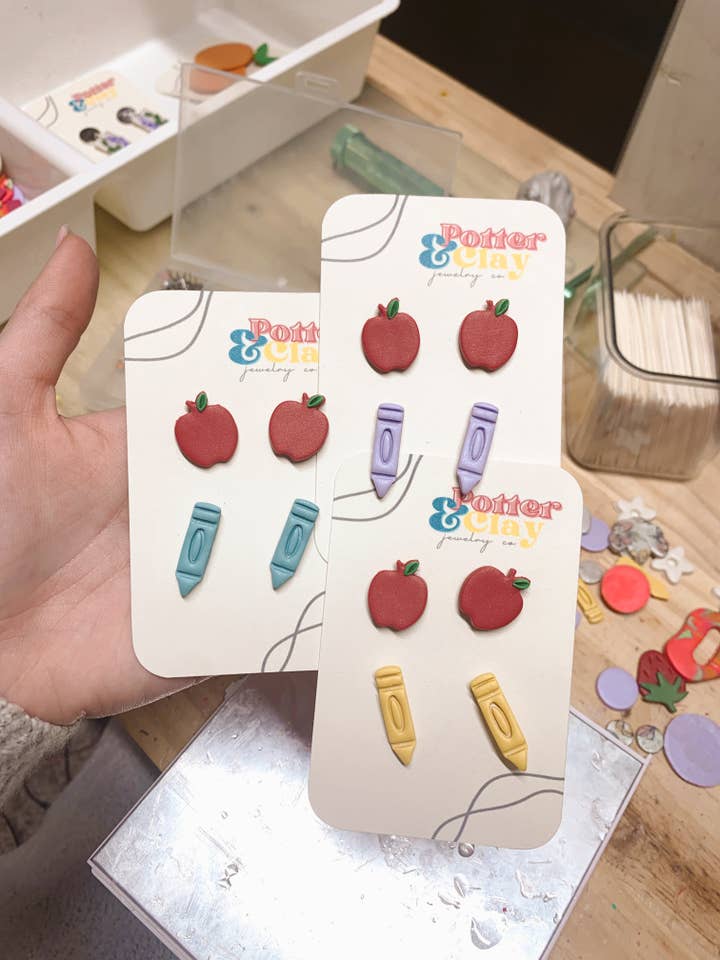 Teacher Stud Pack for wholesale by Potter & Clay Jewelry Co.